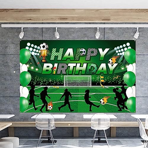 DUGEGAYL Fußball Happy Birthday Banner, Fußball Sport Themen Alles Gute zum Geburtstag Banner, Fußball Geburtstag Banner für Garten Wand Hintergrund für Junge Geburtstag Photo Booth Deko von DUGEGAYL