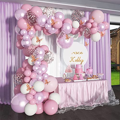 DUGEHO Luftballons 109 Stück Violett Luftballon Girlande Set,Happy Birthday Girlande Macaron Ballon,Metall Luftballons Hochzeit für Geburtstag Hochzeit Jubiläum Baby Shower Party von DUGEHO