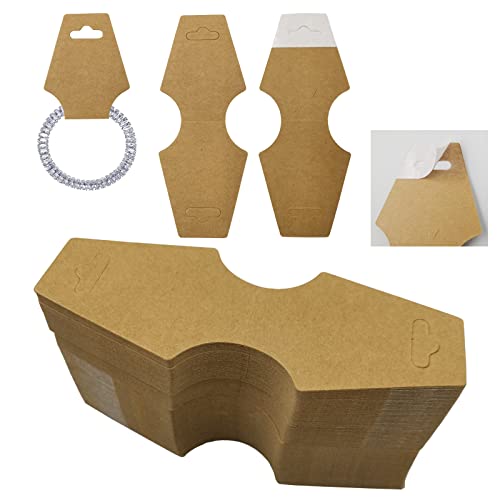 DUGGARS 200 Stück Kraftpapier Halsketten Display Karten Schmuck Display Karten,Selbstklebend Umklappen Schmuck Verpackung für Schmuck Klassifizieren, Anzeigen (Braun) von DUGYIRS