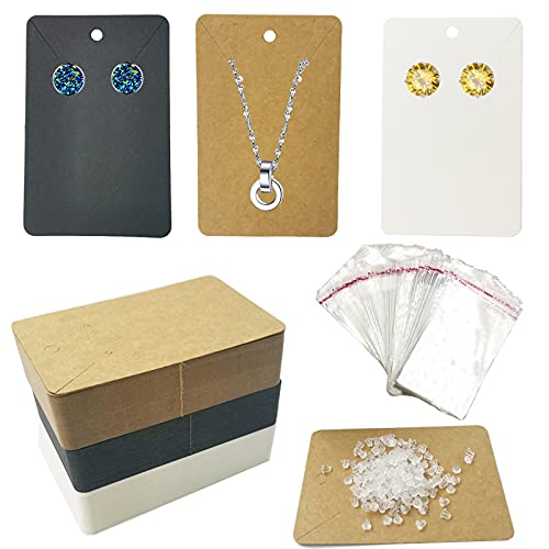 DUGYIRS Ohrring Display Karten, 150 Stück Halskette Anzeige Karten Kraft Papier Leere Tags mit 300 Stück Ohrringe Rücken für DIY Verpackung Ohrringe Schmuck Display von DUGYIRS