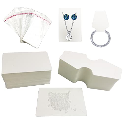 Ohrring Display Karten Halsketten Display Karten,200 Stück Schmuck Halter Karten Leere Papieranhänger mit 100 Stück Selbstsiegelnde Beutel und 200 Stück Ohrring Rücken für Verpackung Schmuck(Weiß) von DUGYIRS