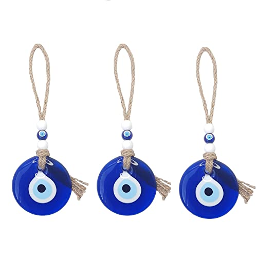 Türkisches blaues Auge Evil Eye Amulett Wandbehang 7 cm 3 Stück Evil Eye Ornament Amulett Dekoration Home Decor Schutz Segen Charm Geschenk Glasperlen Home Anhänger Günstige Talisman (7 cm) von DUHALINE