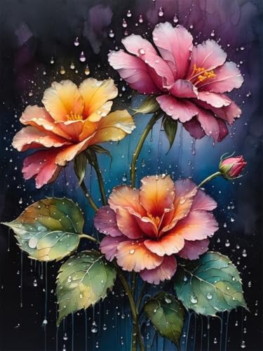 5D Diamond Painting Erwachsene, Diamant Painting Bilder Diamond Painting Blumen for Home Decor Wall 30 X 40 cm von DUHALO