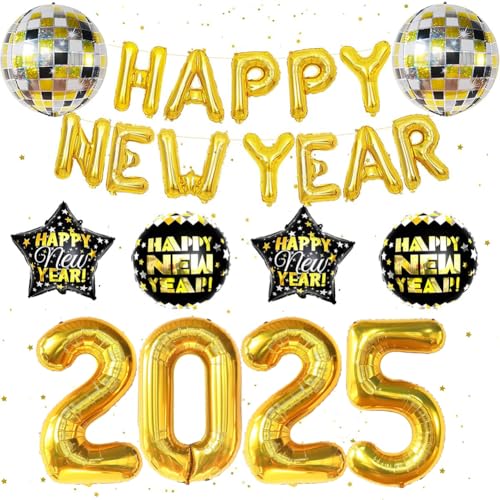 2025 Neujahr Party Dekoration Goldfolie Zahlenballons 2025 Neujahrsballons Große Zahl Ballon für 2025 Silvester Party Supplies von DUILE