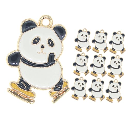 DUJAE Metall-Schlüsselanhänger, Taschenanhänger, 10 Stück, Panda-Legierungsanhänger, Paar-Schlüsselanhänger, chinesische Tier-Emaille-Charms, Panda-Verbindungsperlen, Winter-Panda-Schlüsselanhänger von DUJAE