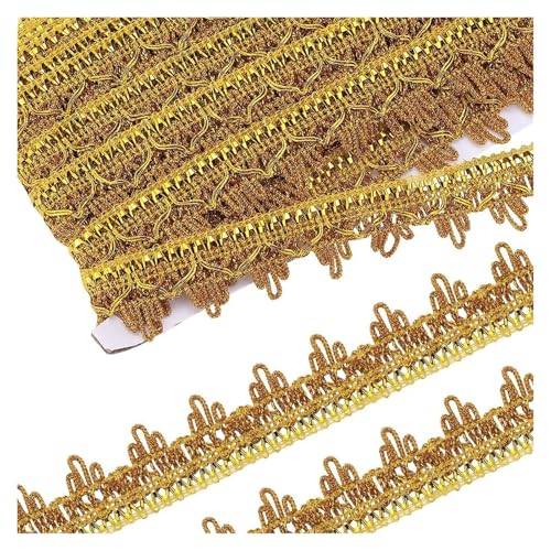 Stickerei-Applikation, 15 Yards, metallischer Zopfbesatz, goldfarbene Gimp-Stickerei, Spitzenbesatz, dekorative Applikation(Gold) von DUJAE