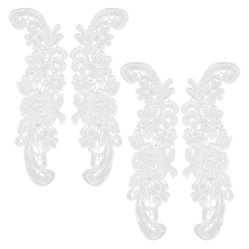 Stickerei-Applikation, 2 Paar Blumen-Patches, Bekleidungs-Applikation, Stickerei-Rosen, for Aufnähen(White) von DUJAE