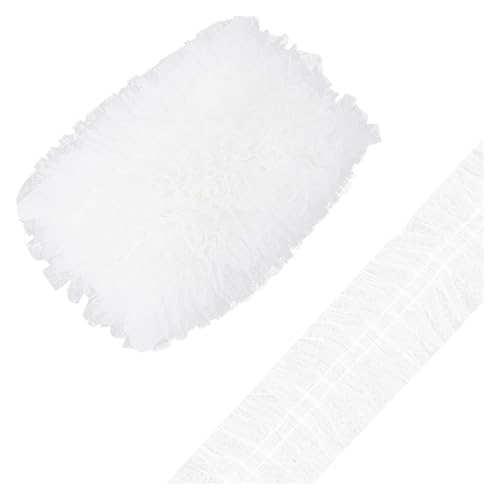 Stickerei-Applikation, 9,1 m, 6 cm breit, plissierter Spitzenrand, Stickerei, Rüschen, Organza-Mesh-Chiffon(White) von DUJAE