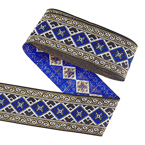 Vintage Jacquardband,Besatz for dekorativen Nähen,Jacquardbandbesatz Vintage Blumenband(Blue) von DUJAE