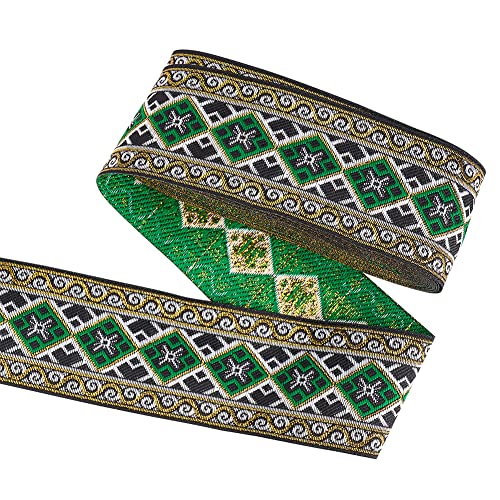 Vintage Jacquardband,Besatz for dekorativen Nähen,Jacquardbandbesatz Vintage Blumenband(Green) von DUJAE