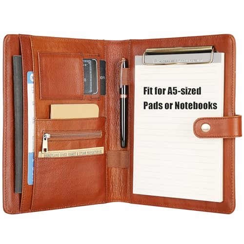 Kleines Portfolio-Ordner mit Klemmbrett – A5-Ordner-Padfolio für Herren, Mini-Portfolio-Ordner mit rechtlichem Blockhalter, Portfolio-Ordner für Geschäftstreffen, Ölbraun von DUKE&COW