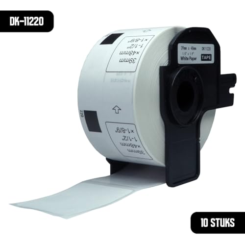 DULA Brother Compatible DK-11220 - Vorgestanztes Etikett - 10 Rollen - 39 x 48 mm - 620 Etiketten pro Rolle - Schwarz auf Weiß - Papier von DULA