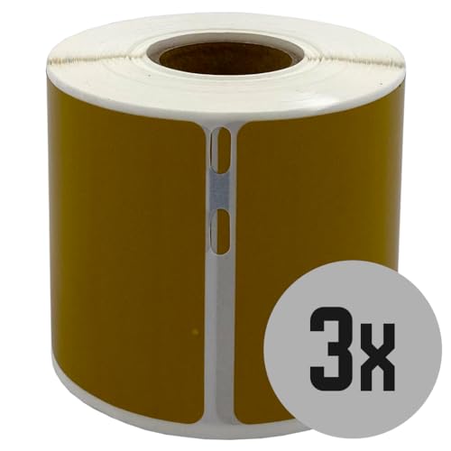 DULA Dymo Compatible Labels - Gold - 99014 - S0722430 - Versand- und Namensschild-Etiketten - 3 Rollen - 101 x 54 mm - 220 Etiketten pro Rolle von DULA