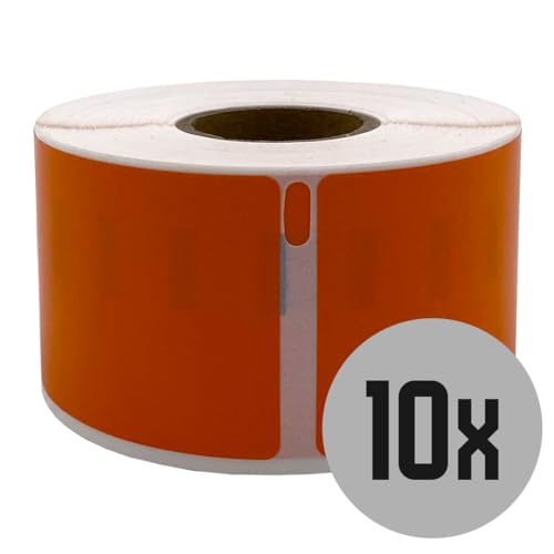 DULA Dymo Compatible Labels - Orange - 99012 - S0722400 - Adressetiketten - 10 Rollen - 36 x 89 mm - 260 Etiketten pro Rolle von DULA