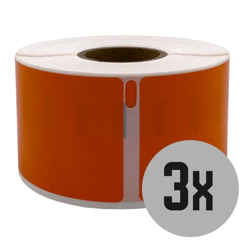 DULA Dymo Compatible Labels - Orange - 99012 - S0722400 - Adressetiketten - 3 Rollen - 36 x 89 mm - 260 Etiketten pro Rolle von DULA