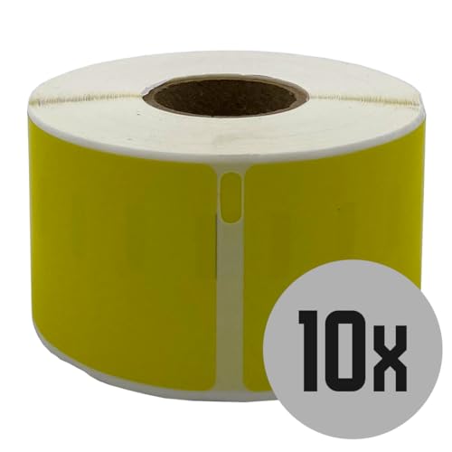 DULA Dymo Compatible Labels - Yellow - 99012 - S0722400 - Adressetiketten - 10 Rollen - 36 x 89 mm - 260 Etiketten pro Rolle von DULA