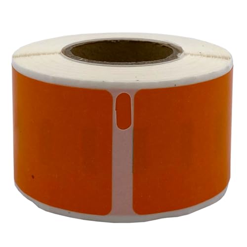 DULA Dymo-kompatible Etiketten – Orange – 99010 – S0722370 – Adressetiketten – 1 Rolle – 28 x 89 mm – 130 Etiketten pro Rolle von DULA