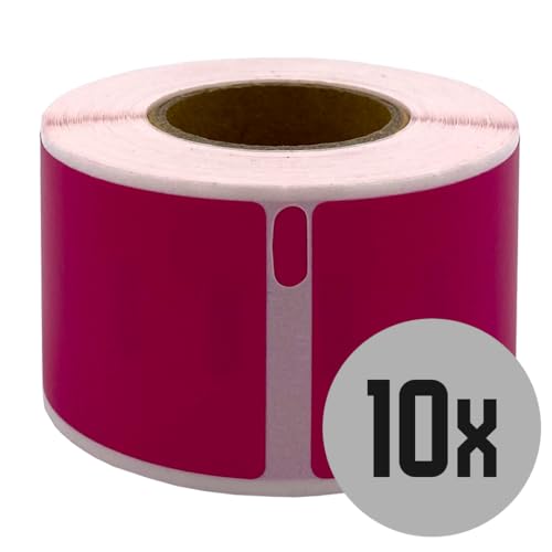 DULA Dymo-kompatible Etiketten – Pink – 99010 – S0722370 – Adressetiketten – 10 Rollen – 28 x 89 mm – 130 Etiketten pro Rolle von DULA