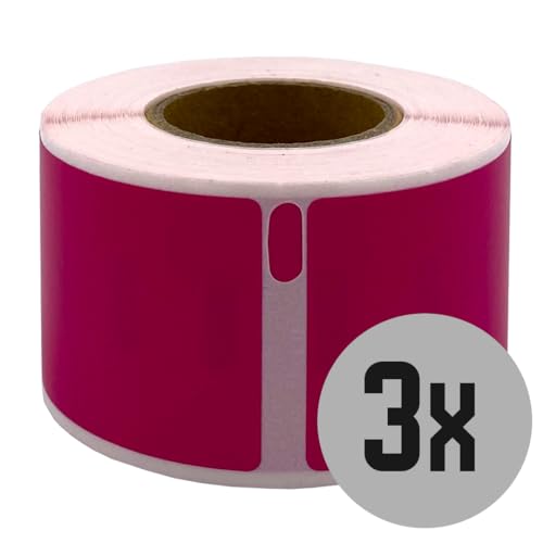 DULA Dymo-kompatible Etiketten – Pink – 99010 – S0722370 – Adressetiketten – 3 Rollen – 28 x 89 mm – 130 Etiketten pro Rolle von DULA