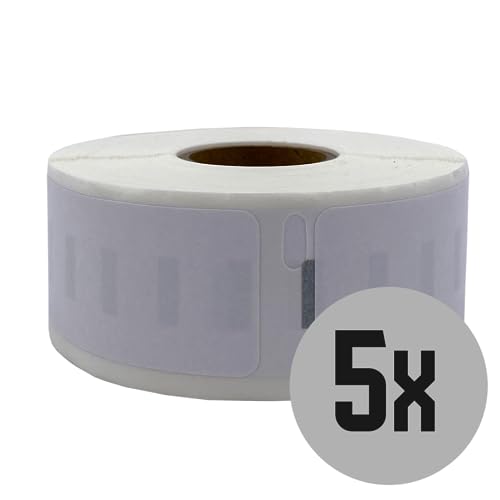 DULA Etiketten - Kompatibel mit Dymo Compatible labels - Verwijderbaar - Weiß - 11352- S0722520 - Etiketten voor retouradres - 5 rollen - 25 x 54 mm - 500 labels per rol von DULA