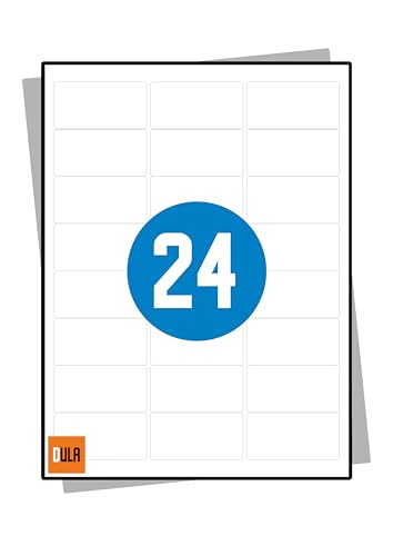 DULA Labels – Aufkleberbögen A4 – 24 Aufkleber pro Blatt – 63,5 x 33,9 mm – 100 Blatt von DULA