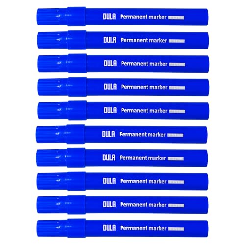 DULA Permanentmarker blau – Permanentmarker – 1 – 1,5 mm runde Punktmarker – 10 Stück blaue Marker permanent von DULA