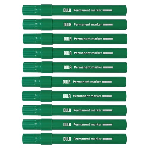 DULA Permanentmarker grün - Permanentmarker - 1 - 1,5 mm runde Punktmarker - 10 Stück grüne Permanentmarker von DULA