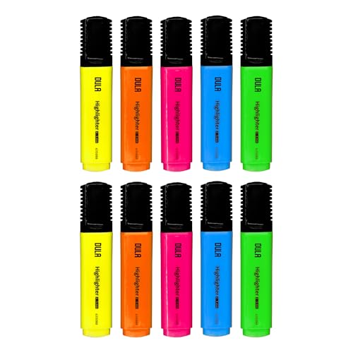 DULA Textmarker farbig – Textmarker – Fluo-Marker – Hervorheben – 2 x 5 Farben von DULA