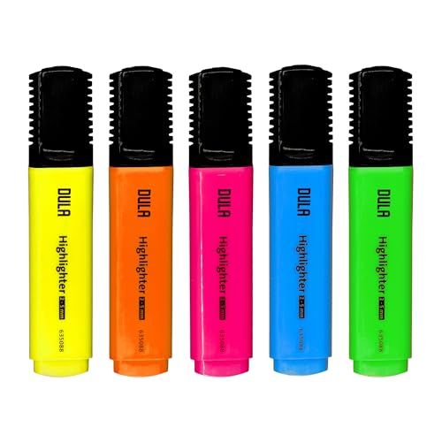 DULA Textmarker farbig – Textmarker – Fluo-Marker – Hervorhebung – 5 Farben von DULA