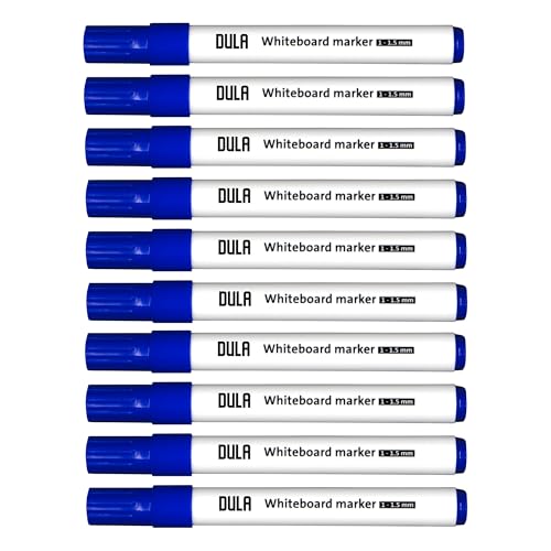 DULA Whiteboard-Marker blau – Whiteboard-Marker – 1 – 1,5 mm Rundspitze – Whiteboard-Marker – 10 Stück von DULA