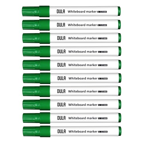 DULA Whiteboard-Marker grün – Whiteboard-Marker – 1 – 1,5 mm Rundspitze – Whiteboard-Marker – 10 Stück von DULA