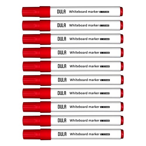 DULA Whiteboard-Marker rot – Whiteboard-Marker – 1 – 1,5 mm Rundspitze – Whiteboard-Marker – 10 Stück von DULA