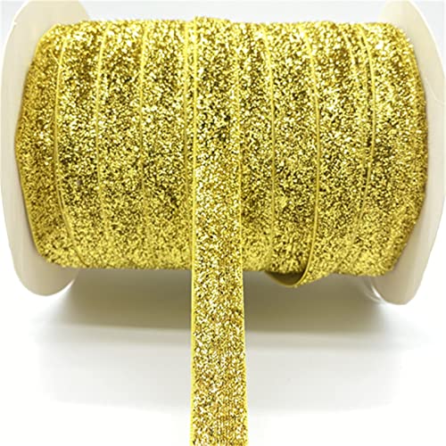 Bänder 50 Meter Glitzer Ribbon Hochzeitsfeier Dekoration handgefertigtes Band Geschenkpackung Haare Bowknoten DIY Weihnachtsband Geschenkband (Color : Gold, Size : 10mm wide) von DUNSBY