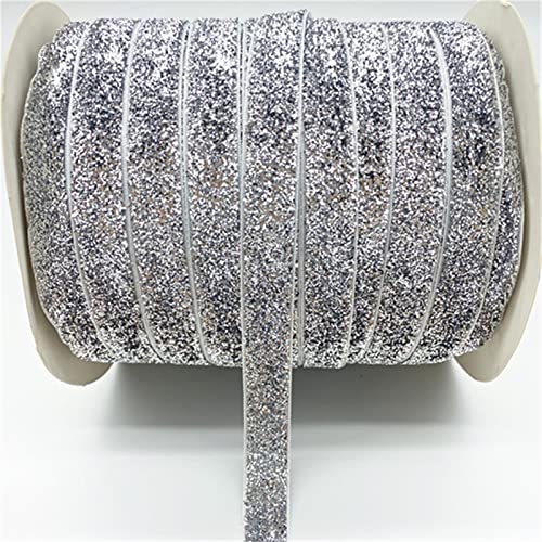 Bänder 50 Meter Glitzer Ribbon Hochzeitsfeier Dekoration handgefertigtes Band Geschenkpackung Haare Bowknoten DIY Weihnachtsband Geschenkband (Color : Silvery, Size : 10mm wide) von DUNSBY