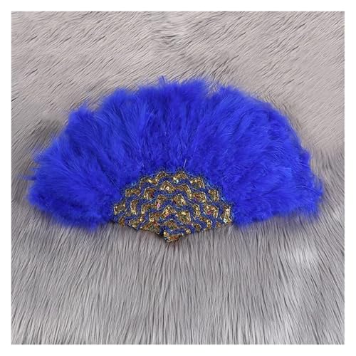 DUNSBY Feder Tanzfächer 1 stücke Afrikanische Türkei Feder Hand Fan Dance Damen Hochzeit Feder Fan for Braut Einseitig DIY Handgemachte Hand Gehalten Fans(Blue 8) von DUNSBY