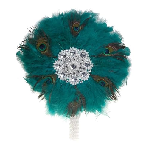 DUNSBY Feder Tanzfächer 1 stücke Afrikanische Türkei Feder Hand Fan Dance Damen Hochzeit Feder Fan for Braut Einseitig DIY Handgemachte Hand Gehalten Fans(Color-9) von DUNSBY