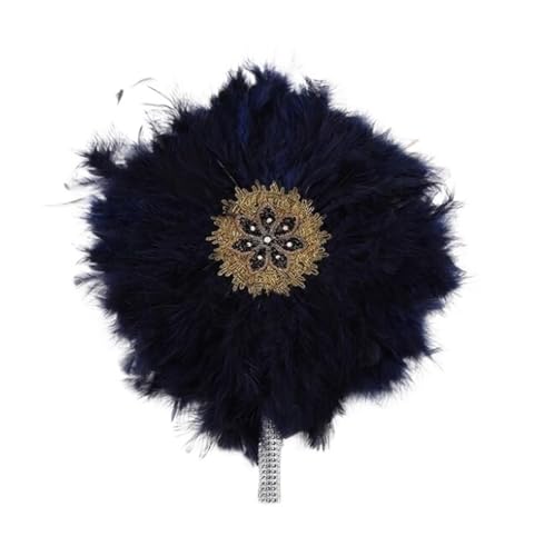 DUNSBY Feder Tanzfächer 1 stücke Afrikanische Türkei Feder Hand Fan Dance Damen Hochzeit Feder Fan for Braut Einseitig DIY Handgemachte Hand Gehalten Fans(Dark Blue 1) von DUNSBY