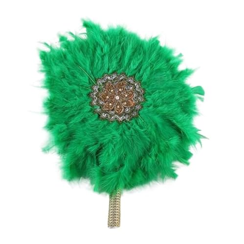 DUNSBY Feder Tanzfächer 1 stücke Afrikanische Türkei Feder Hand Fan Dance Damen Hochzeit Feder Fan for Braut Einseitig DIY Handgemachte Hand Gehalten Fans(Green 1) von DUNSBY