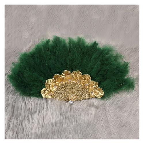 DUNSBY Feder Tanzfächer 1 stücke Afrikanische Türkei Feder Hand Fan Dance Damen Hochzeit Feder Fan for Braut Einseitig DIY Handgemachte Hand Gehalten Fans(Green 4) von DUNSBY