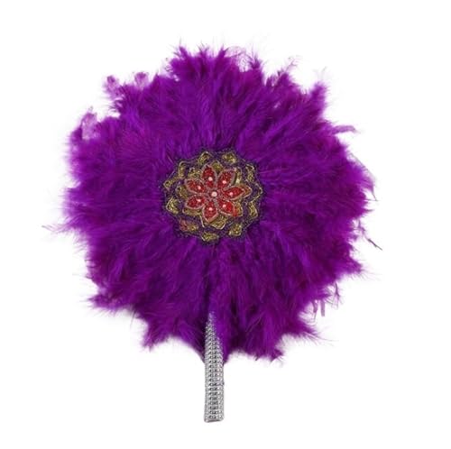 DUNSBY Feder Tanzfächer 1 stücke Afrikanische Türkei Feder Hand Fan Dance Damen Hochzeit Feder Fan for Braut Einseitig DIY Handgemachte Hand Gehalten Fans(Purple 1) von DUNSBY