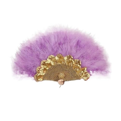 DUNSBY Feder Tanzfächer 1 stücke Afrikanische Türkei Feder Hand Fan Dance Damen Hochzeit Feder Fan for Braut Einseitig DIY Handgemachte Hand Gehalten Fans(Purple 4) von DUNSBY