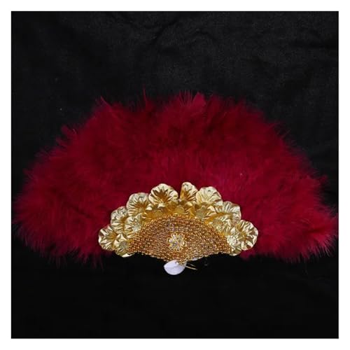 DUNSBY Feder Tanzfächer 1 stücke Afrikanische Türkei Feder Hand Fan Dance Damen Hochzeit Feder Fan for Braut Einseitig DIY Handgemachte Hand Gehalten Fans(Red 4) von DUNSBY