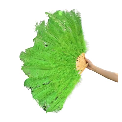 DUNSBY Feder Tanzfächer 13Bones Rosa Straußenfederfächer Bauchtanz-Showfächer Halloween-Party Hochzeit Bühnenrequisiten Gehalten Klappbare Federfächer(Light Green,100cm 1PC 130CM 1PC) von DUNSBY