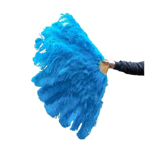 DUNSBY Feder Tanzfächer Großer Fächer aus echten Straußenfedern, for Dekorieren von Halloween, Hochzeit, Party, Dekoration, Bauchtanz-Fan, DIY-Plumas-Fan-Bars(Lake Blue,1 Pcs 100CM) von DUNSBY