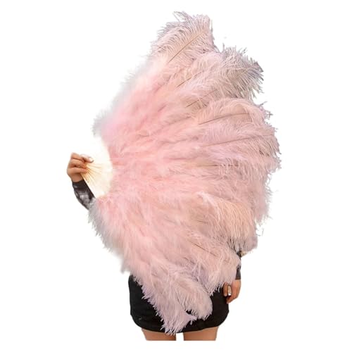 DUNSBY Feder Tanzfächer Großer Fächer aus echten Straußenfedern, for Dekorieren von Halloween, Hochzeit, Party, Dekoration, Bauchtanz-Fan, DIY-Plumas-Fan-Bars(Light pink,1 Pcs 100CM) von DUNSBY