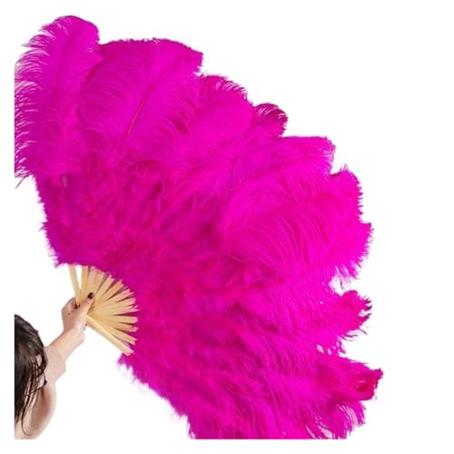 DUNSBY Feder Tanzfächer Großer Fächer aus echten Straußenfedern, for Dekorieren von Halloween, Hochzeit, Party, Dekoration, Bauchtanz-Fan, DIY-Plumas-Fan-Bars(Rose,1 Pcs 130CM) von DUNSBY