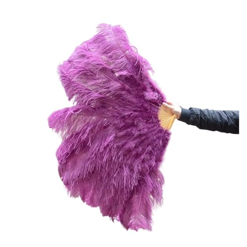 DUNSBY Feder Tanzfächer Großer Fächer aus echten Straußenfedern, for Dekorieren von Halloween, Hochzeit, Party, Dekoration, Bauchtanz-Fan, DIY-Plumas-Fan-Bars(Sacue Purple,1 Pcs 100CM) von DUNSBY