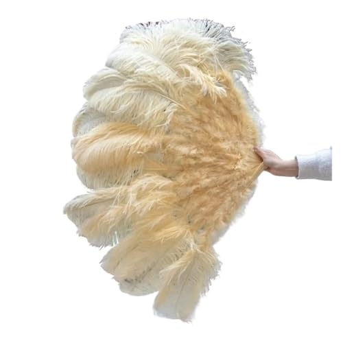 DUNSBY Feder Tanzfächer Großer Fächer aus echten Straußenfedern, for Dekorieren von Halloween, Hochzeit, Party, Dekoration, Bauchtanz-Fan, DIY-Plumas-Fan-Bars Show,1 Pcs 100CM von DUNSBY