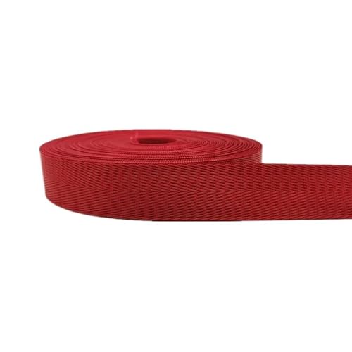 DUNSBY Gurtband 2 Yards 1"(25mm) Riemen Nylon-Gurtband Fischgrätenmuster Rucksack-Umreifung Nähen Tasche Gürtel Zubehör(Red) von DUNSBY