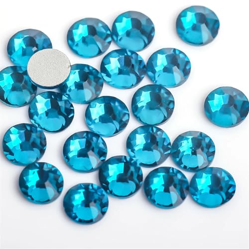 DUNSBY Hotfix Strasssteine 3D-Nagelkunst-Strasssteine ​​aus Glas, Kristall, Nicht HotFix-Nagelkunstdekorationen(Blue Zircon,SS10 1440pcs) von DUNSBY